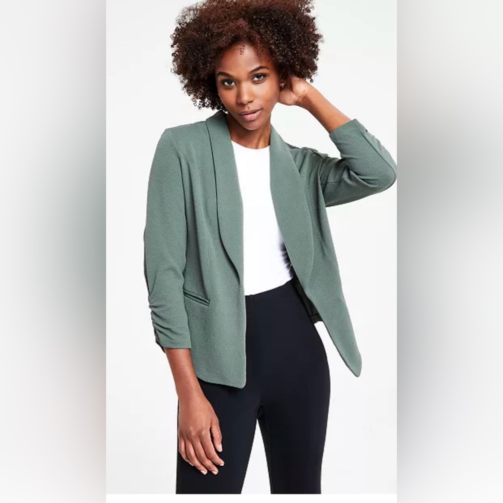 Women's Ruched 3/4-Sleeve Knit Blazer Size 0X